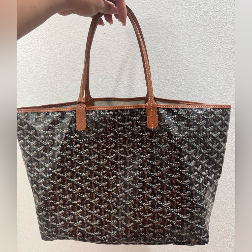 Goyard Saint Louis PM Tote Coated Canvas in Brown with Natural Leather Trim